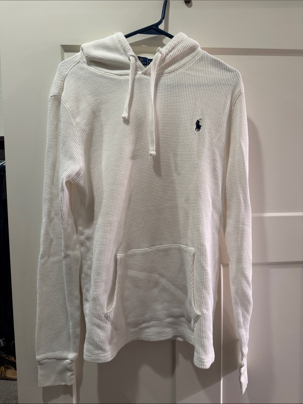 Polo by Ralph Lauren White Waffle-Knit Hooded Pullover